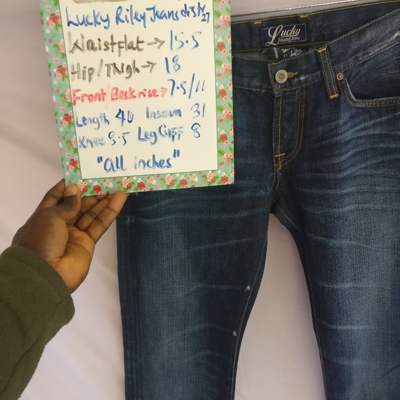 LB RILEY BOOTCUT JEANS in distressed BLUE WASH w4/27 +MEASUREMENTS - Picture 9 of 9